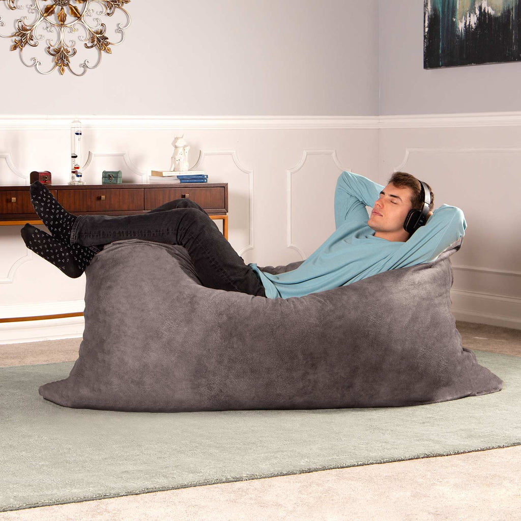 Jaxx Saxx 3.5 Foot Giant Décor Floor Pillow, Premium Luxe Fur - Silver Fox